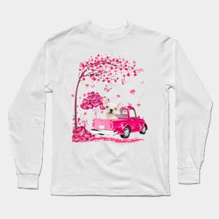 Valentine's Day Love Pickup Truck White French Bulldog Long Sleeve T-Shirt